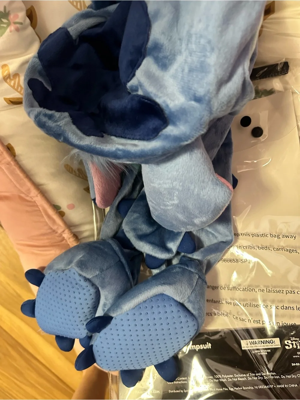 Disney Infant Stitch Hooded Jumpsuit - Light Blue & Purple